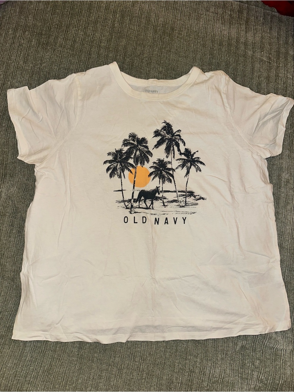 Old Navy White Crewneck Tee with Subtle Gray Logo